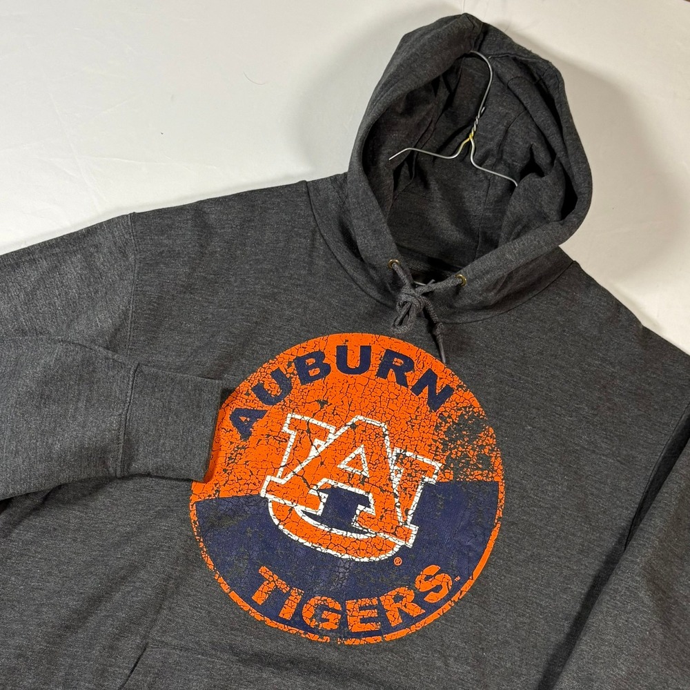 Blue 84 Auburn Tigers Hoodie Mens Medium Charcoal Grey Distressed Sweatshirt